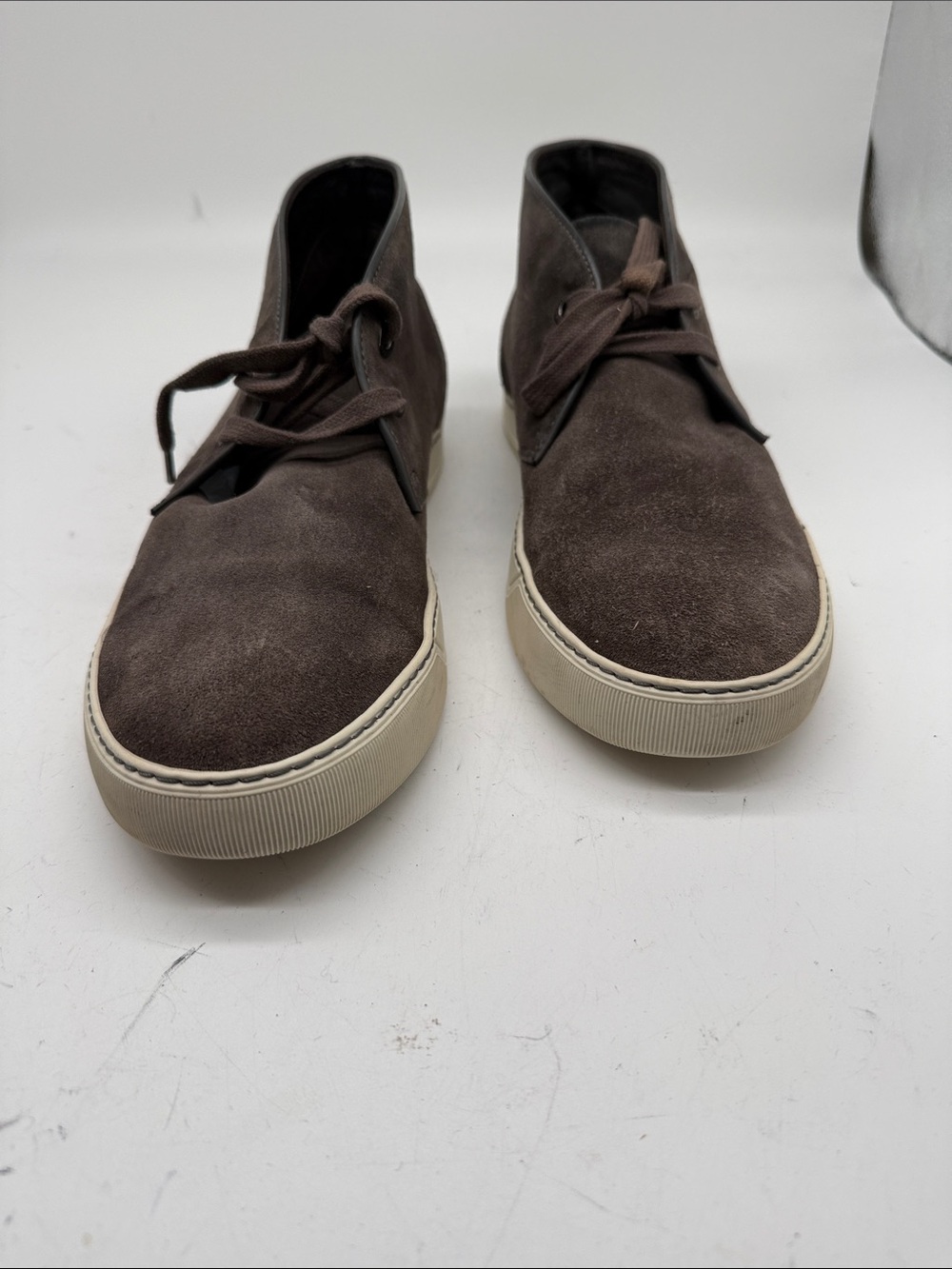 Lanvin Brown Suede Chukka Boots with Cream Sole